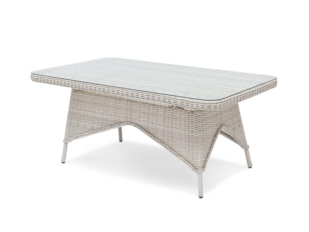 FurnitureOkay Rosebud Wicker Outdoor Low Dining Table — White Shell