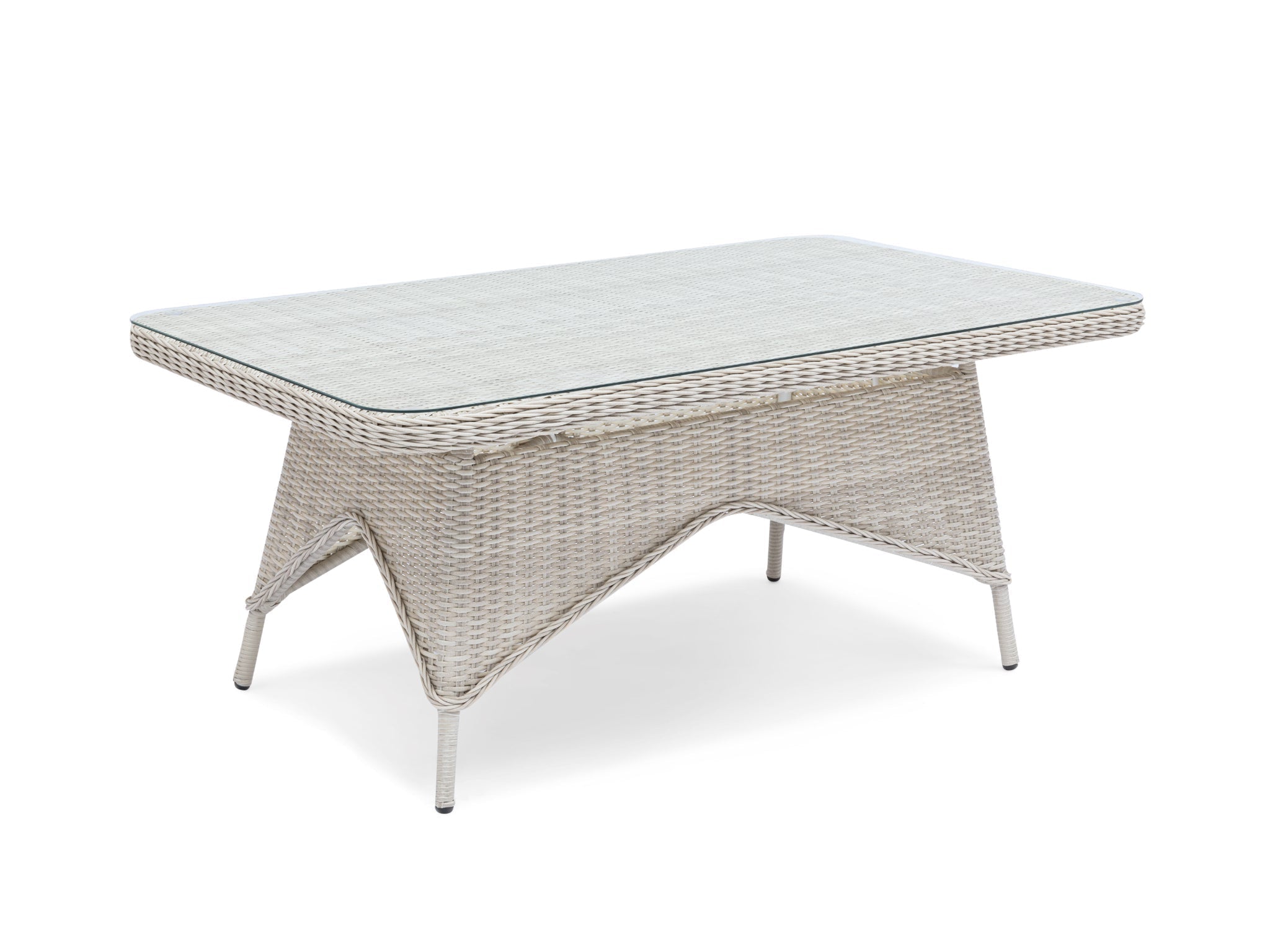 FurnitureOkay Rosebud Wicker Outdoor Low Dining Table — White Shell