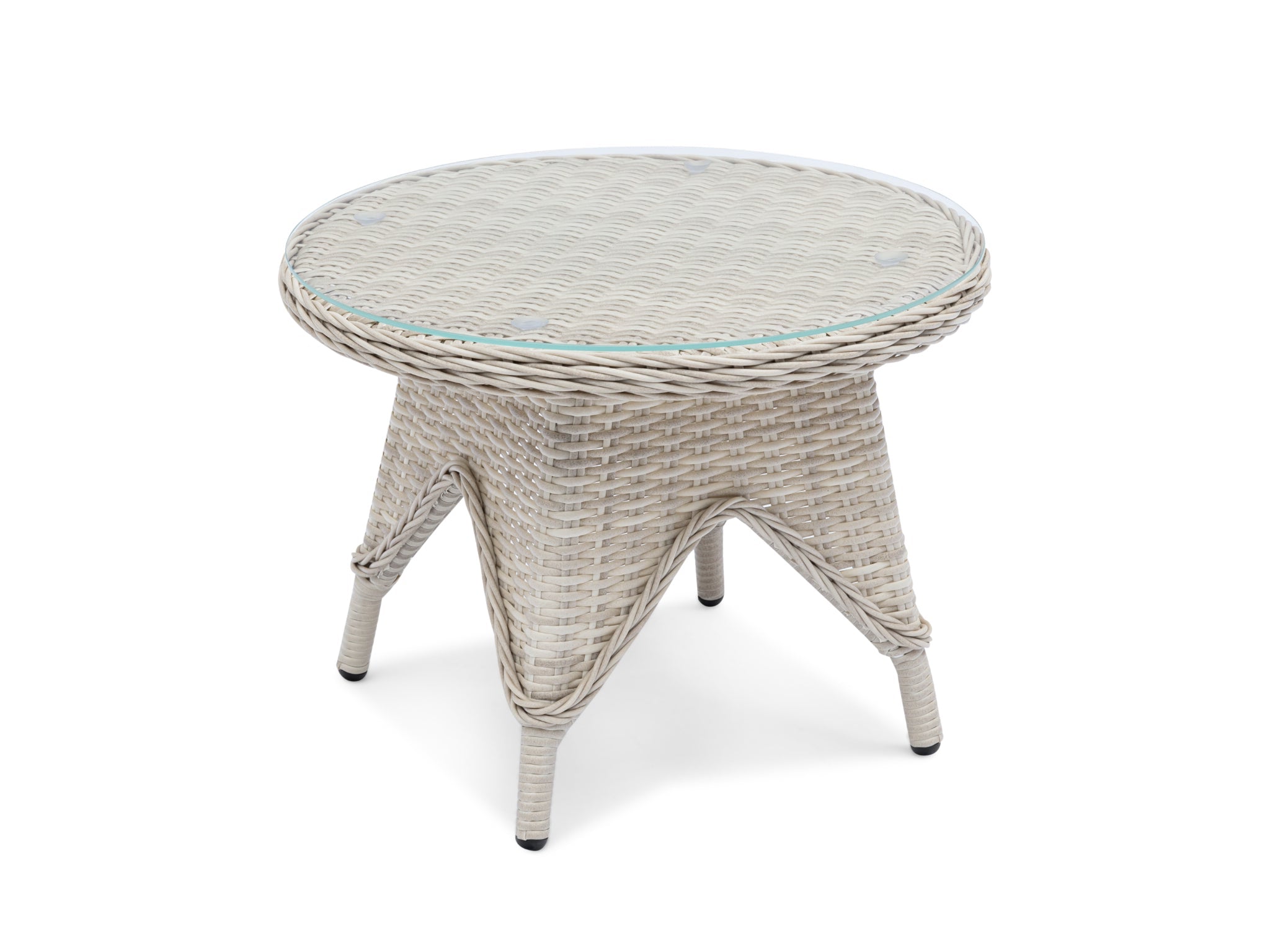 FurnitureOkay Rosebud Wicker Outdoor Side Table — White Shell