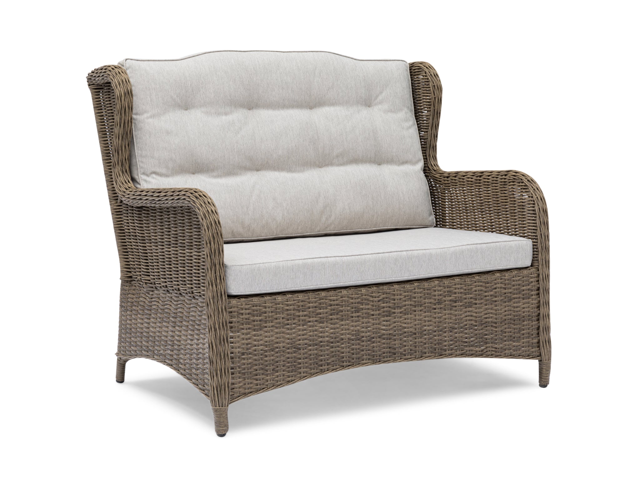 FurnitureOkay Rosebud Wicker Outdoor Sofa (2-Seater) — Brown