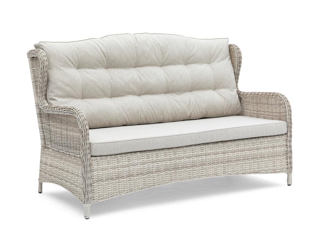 FurnitureOkay Rosebud Wicker Outdoor Sofa (3-Seater) — White Shell