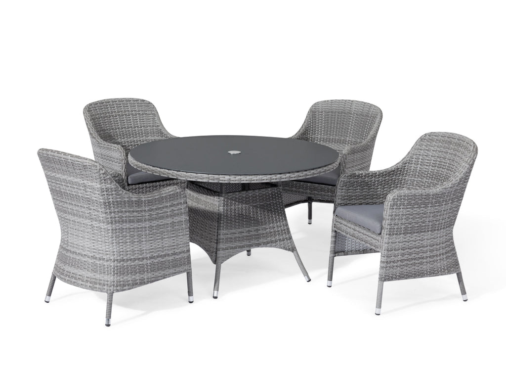 FurnitureOkay Santorini 5-Piece Wicker Outdoor Dining Setting