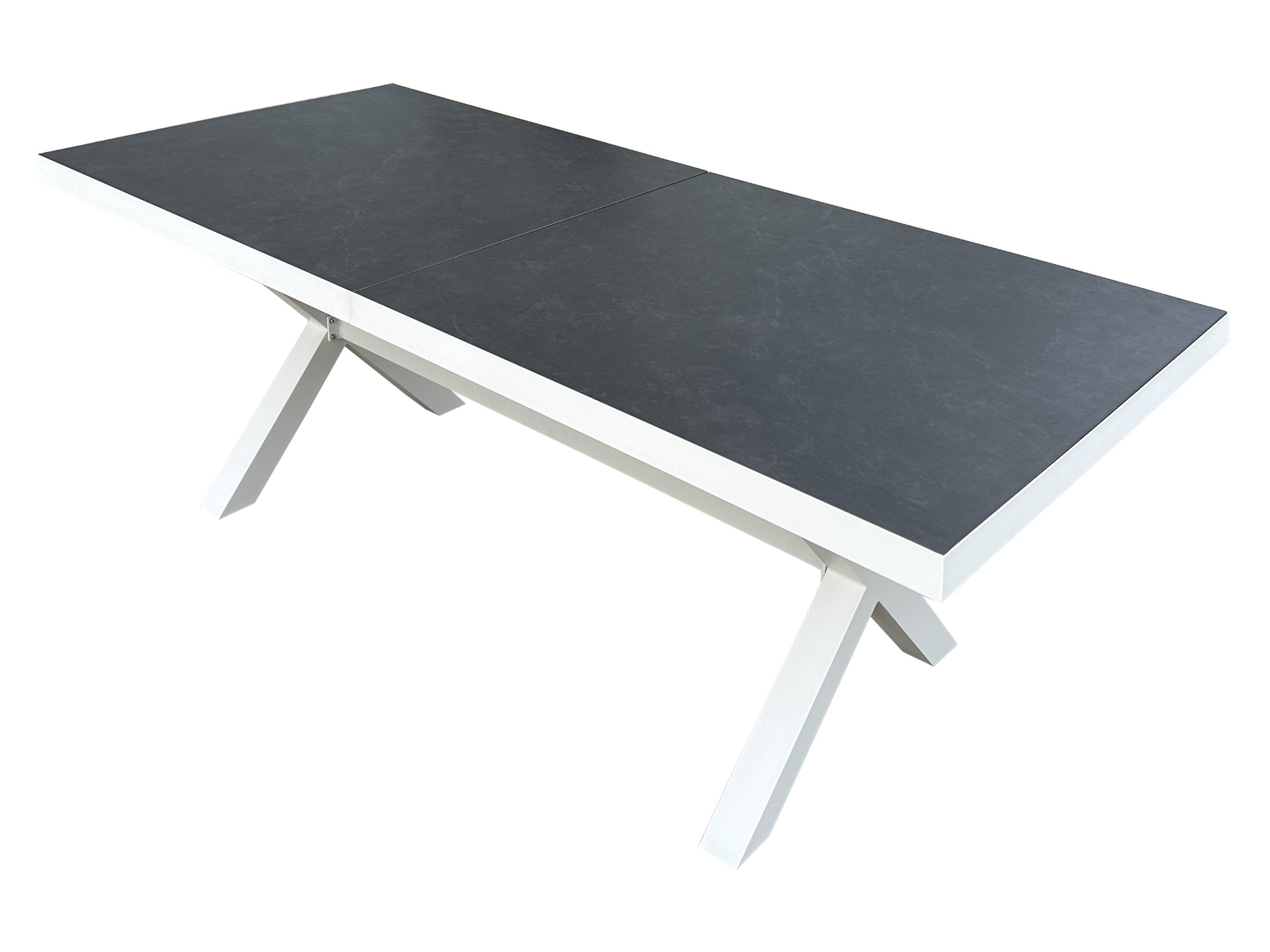 FurnitureOkay Sintered Stone Outdoor Extendable Dining Table (200/260x95cm) — White
