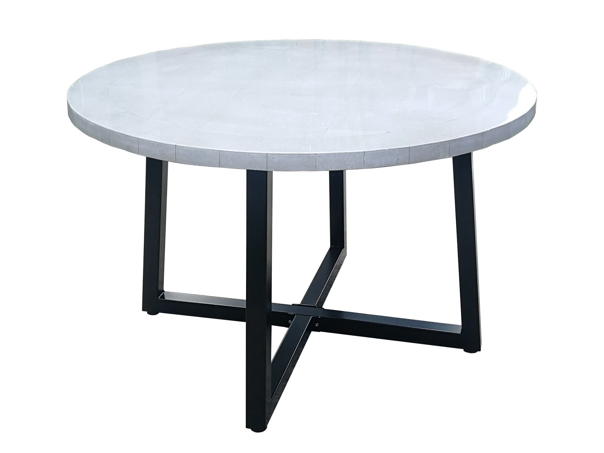 FurnitureOkay Stone Outdoor Dining Table (120cm Round) — Grey