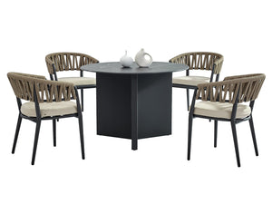 FurnitureOkay Vegas 5-Piece Rope Outdoor Dining Setting