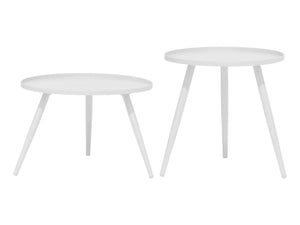 FurnitureOkay Yea Steel Outdoor Side Table Set — White