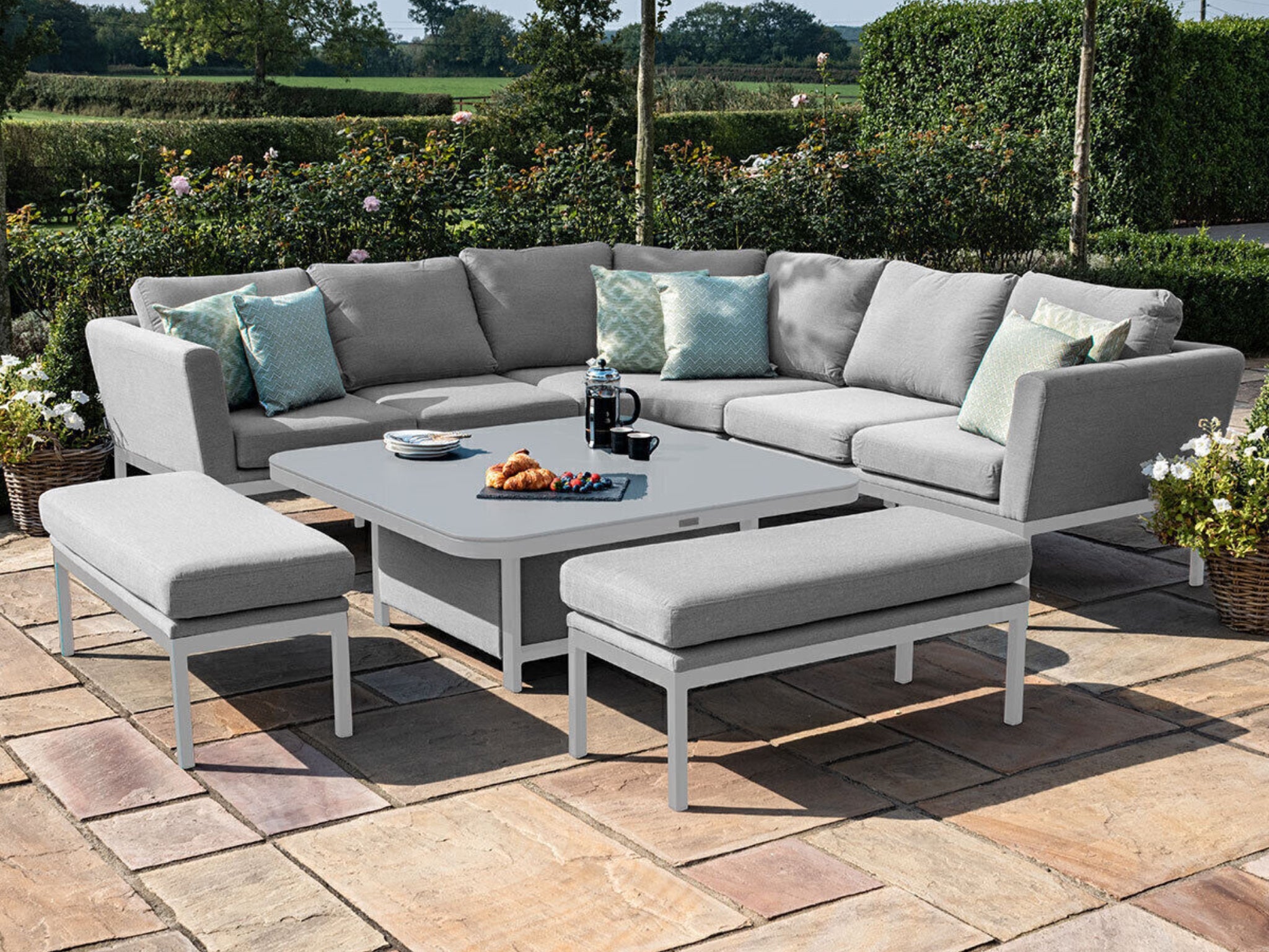 SIMPO Pulse 6-Piece Outdoor Modular Lounge Setting (Square) — Lead Chiné