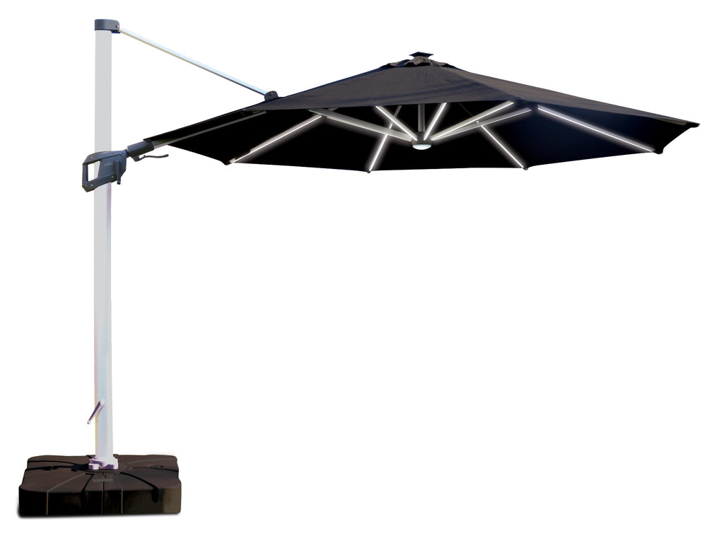 Coolaroo Brighton 3.5m Round LED Cantilever Umbrella — Black