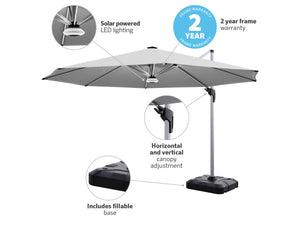 Coolaroo Brighton 3.5m Round LED Cantilever Umbrella — Steel