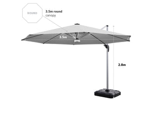 Coolaroo Brighton 3.5m Round LED Cantilever Umbrella — Steel