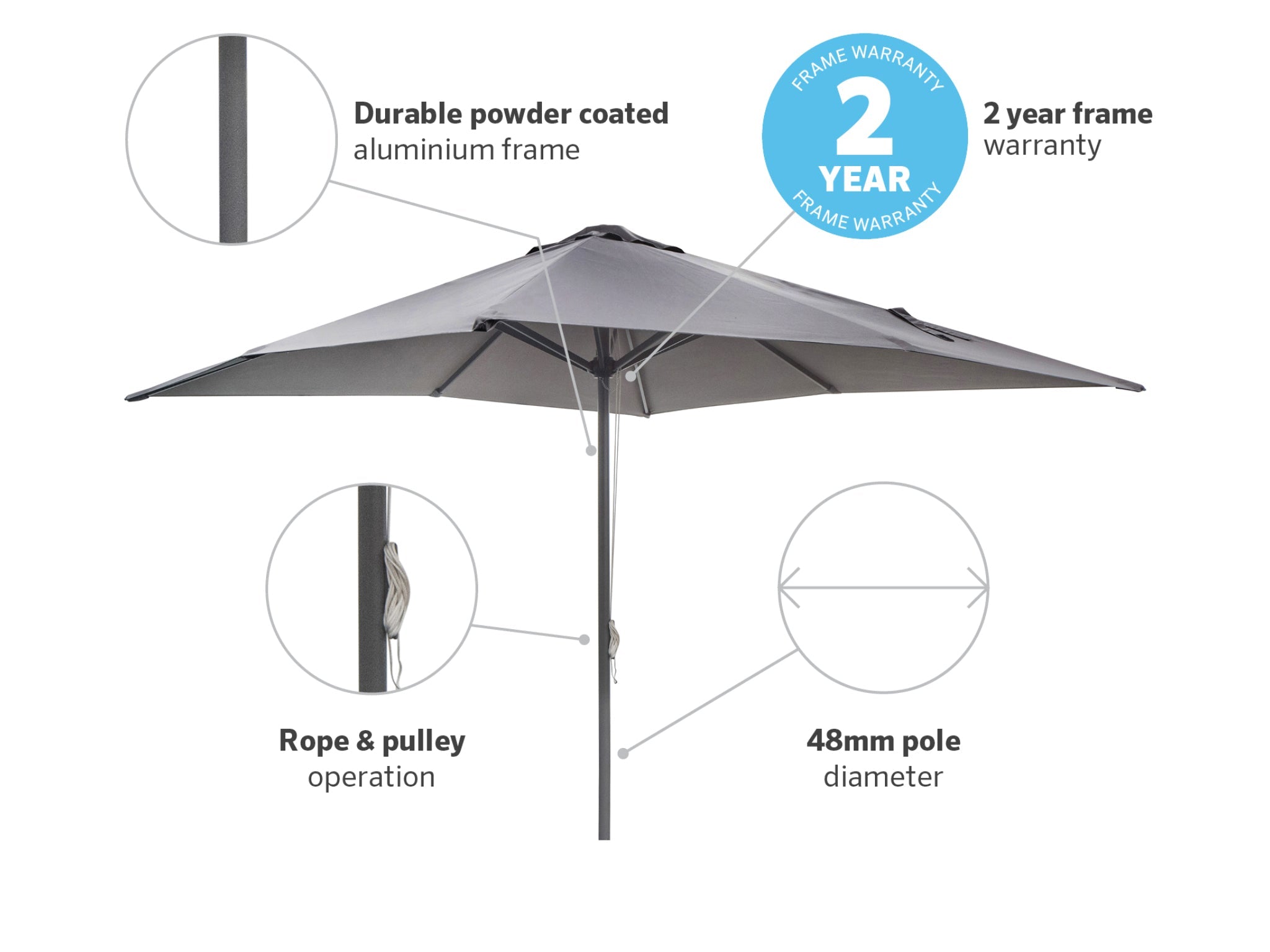 Coolaroo Coogee 3m Square Market Umbrella